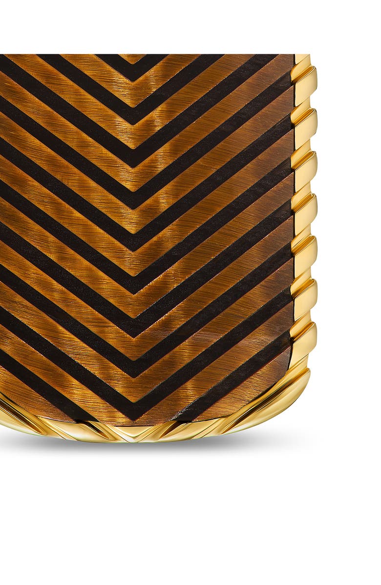 David Yurman Men's Chevron Tag in 18K Yellow Gold with Tiger's Eye, 34mm, Alternate, color, Gold