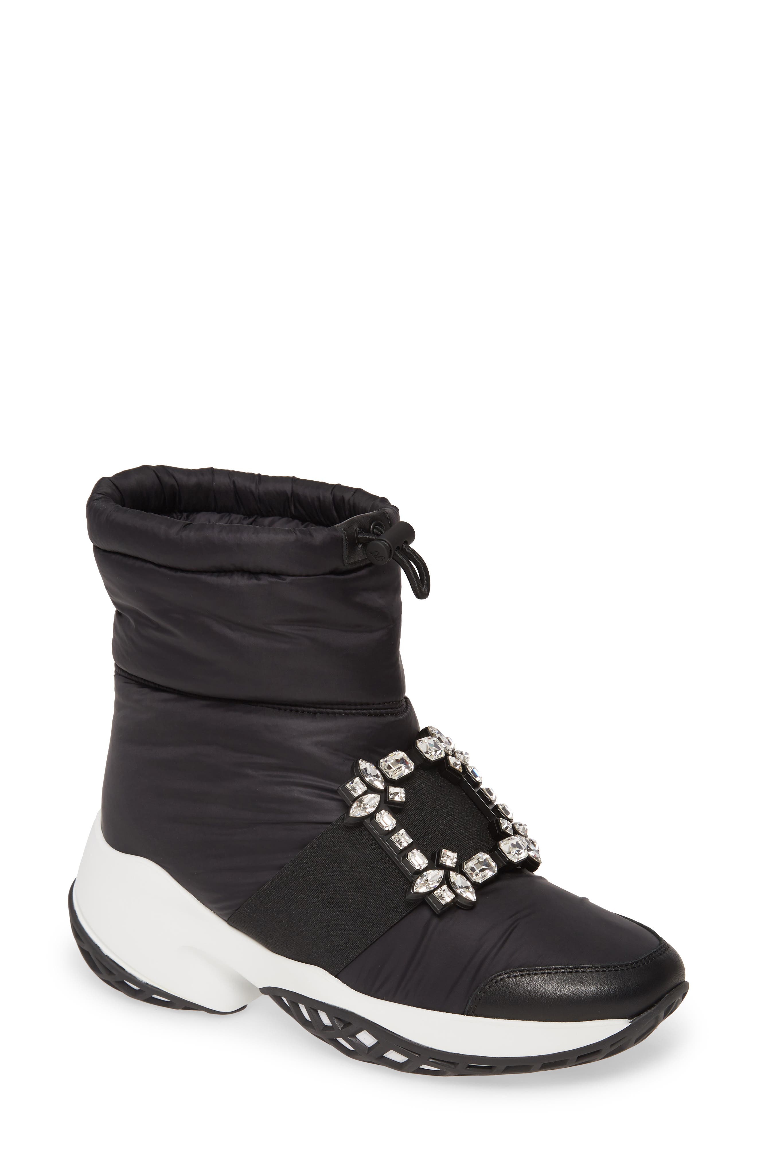 Roger Vivier Viv Run Crystal Buckle Snow Boot, Main, color, 