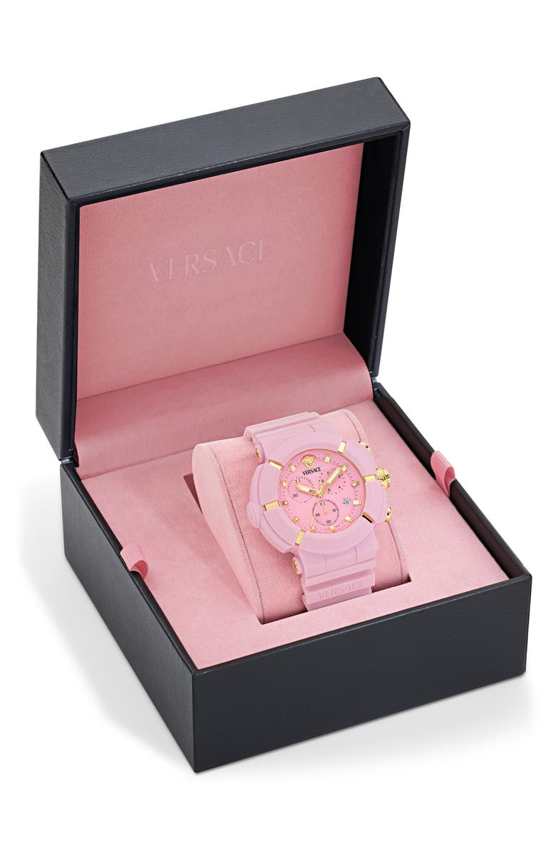 Versace Real Active Chronograph Bracelet Watch, 45mm, Alternate, color, Pink Ecoceramic