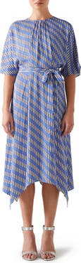 LK Bennett Anni Geo Print Handkerchief Hem Dress