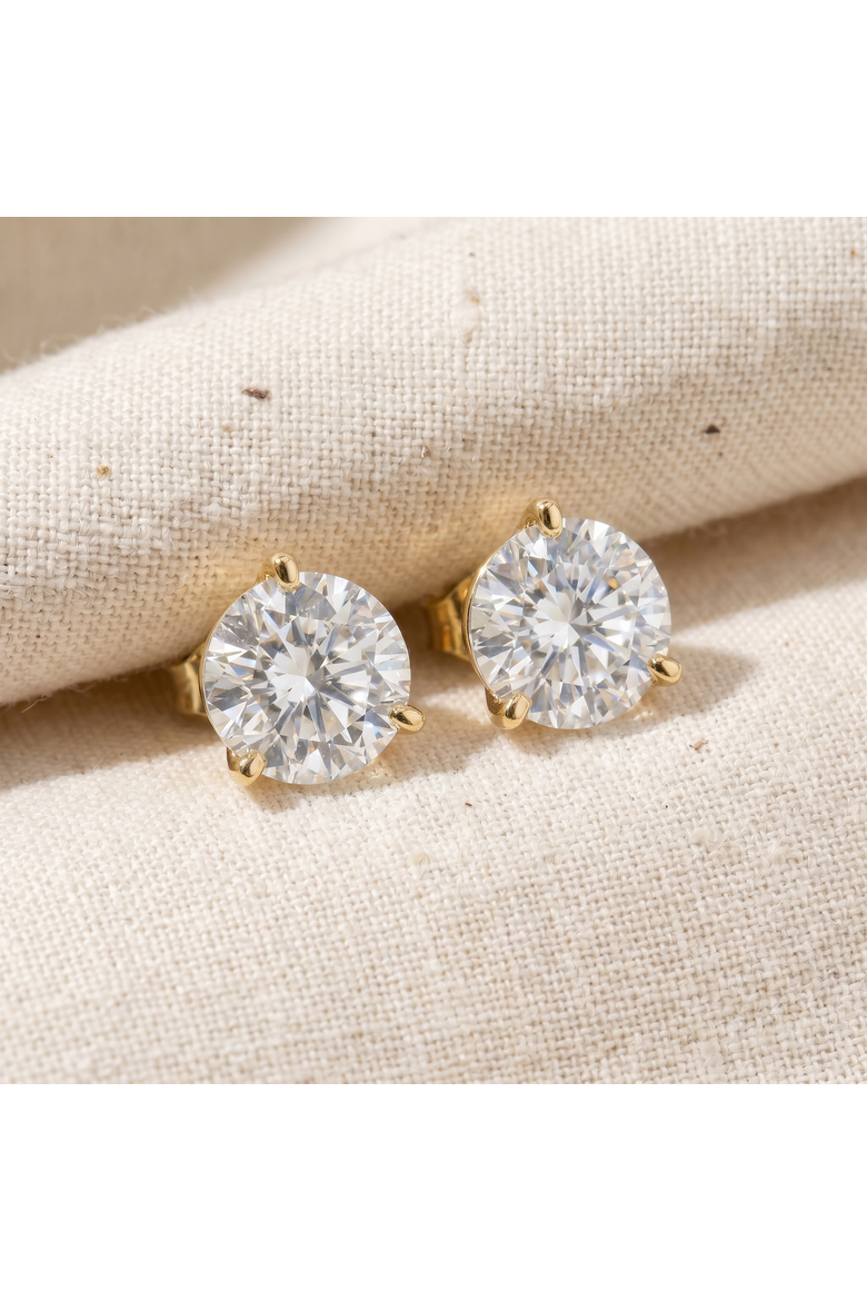Certified 6.00CT Round Diamond Studs 14k Gold Lab Grown Earrings, Alternate, color, 14k Yellow Gold