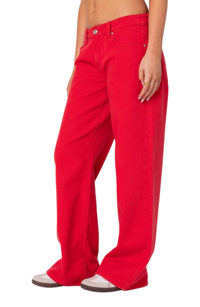 EDIKTED Roman Flare Jeans, Alternate, color, Red