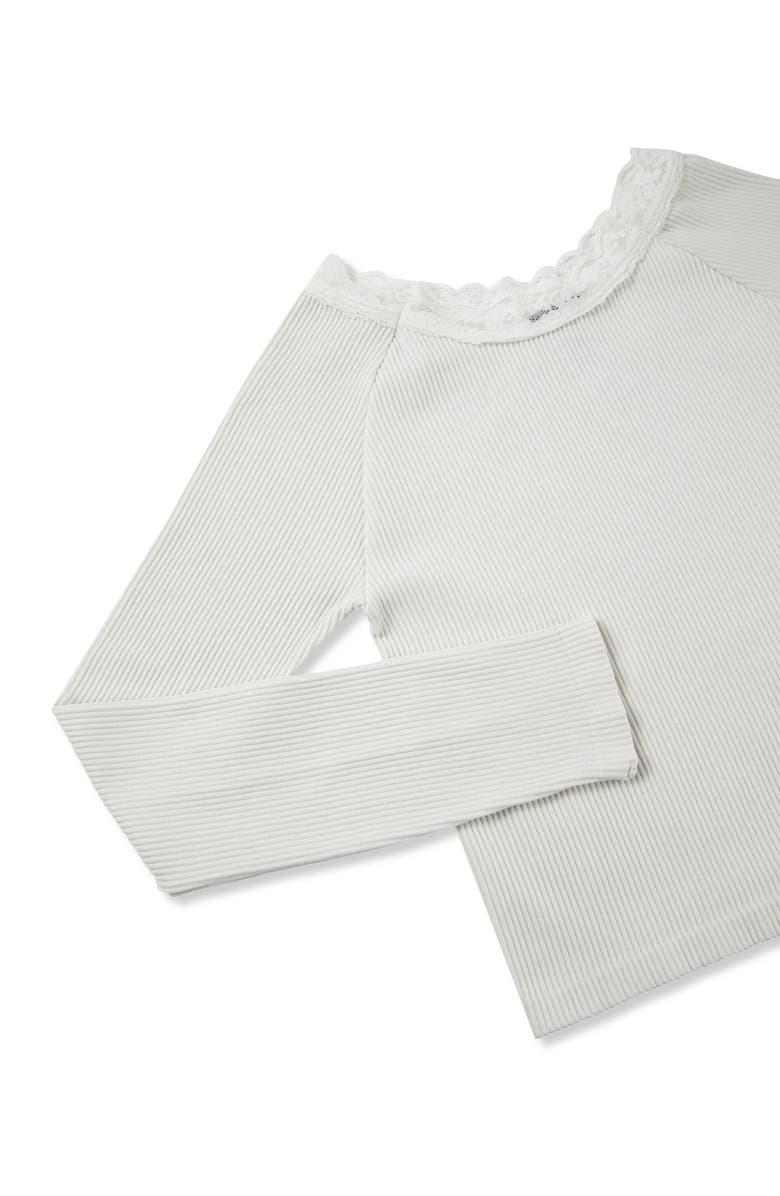 Truce Kids' Lace Neck Long Sleeve Rib Top, Alternate, color, 