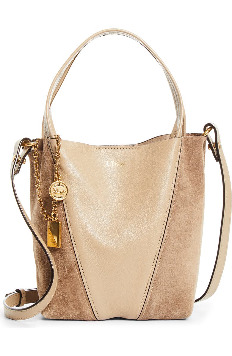 Chloé Small Chloé Spin Leather & Suede Tote, Main, color, Boyish Brown