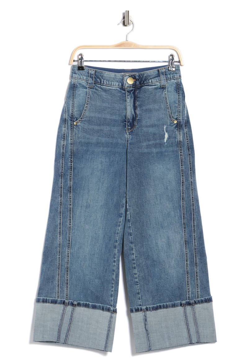 Cuffed Wide Leg Jeans, Main, color, MID BLUE ARTISANAL