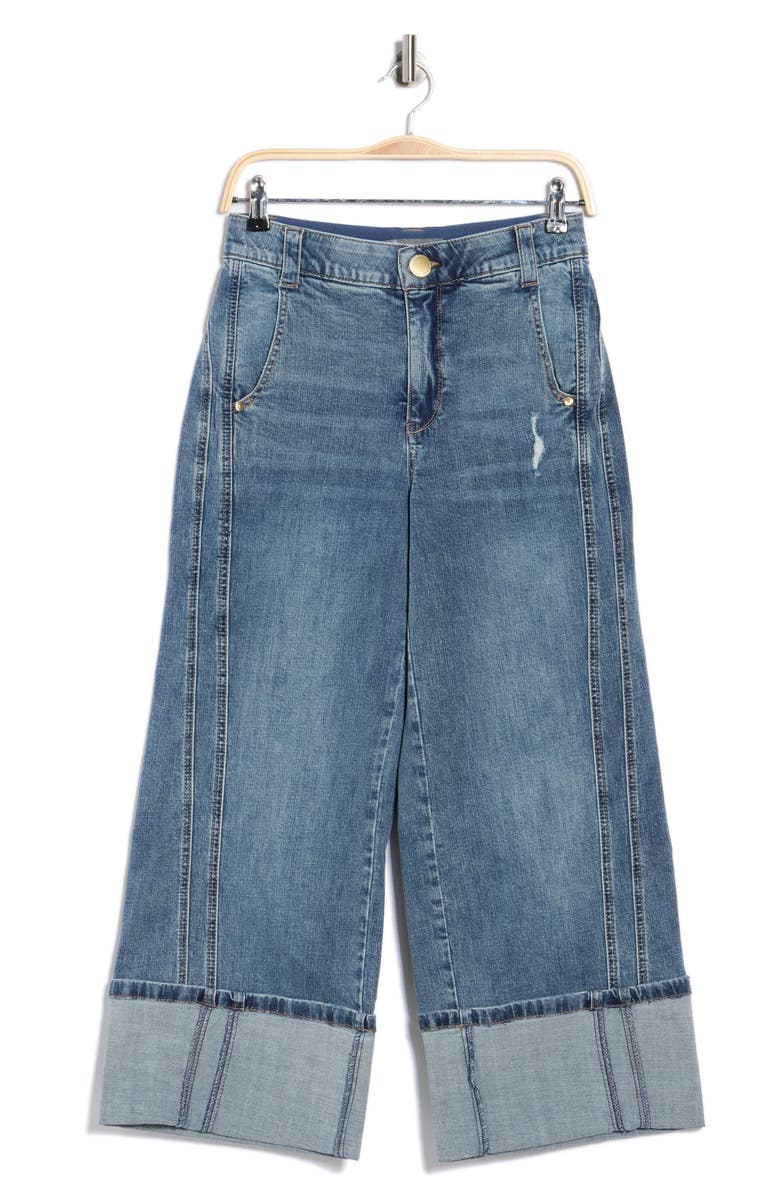 Democracy Cuffed Wide Leg Jeans, Main, color, Mid Blue Artisanal