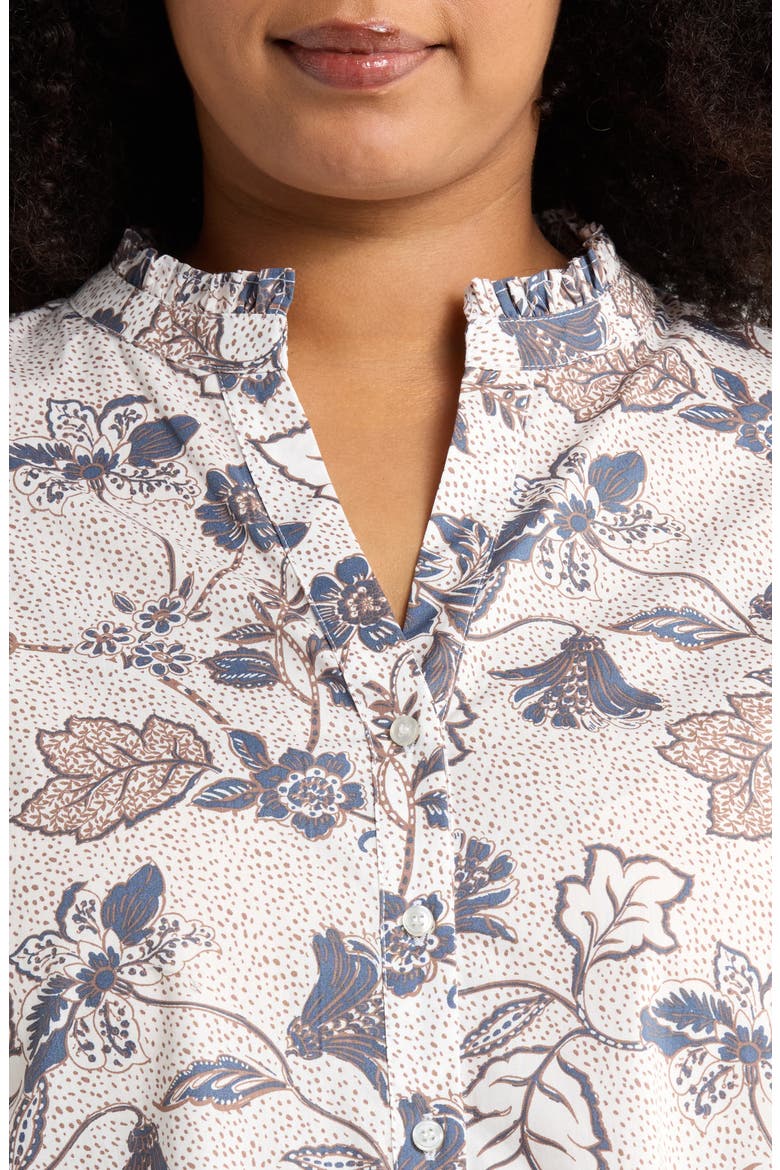 Bryony Floral Button-Up Shirt, Alternate, color, BROWN-BLUE