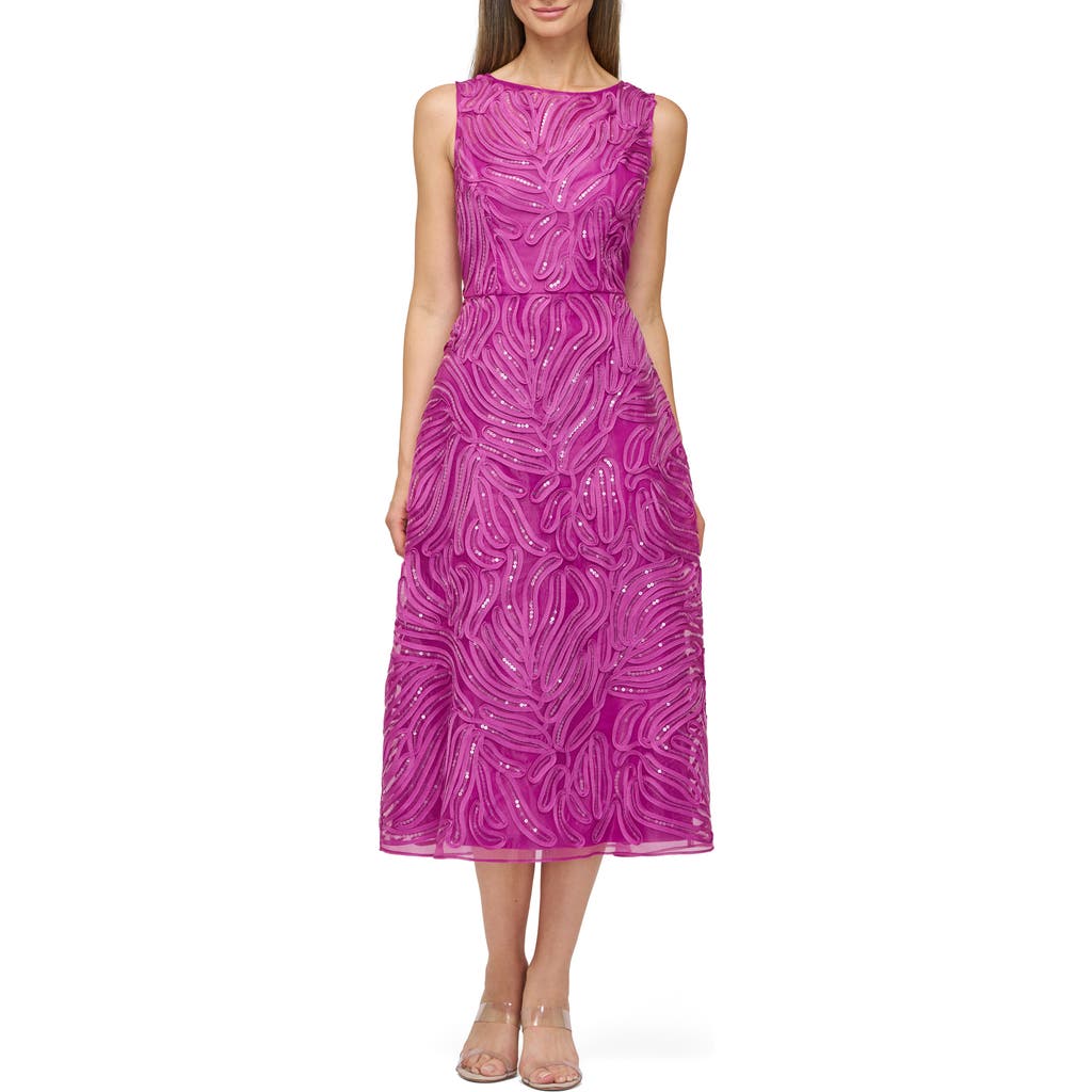 Js Collections Sequin Soutache Lace Cocktail Dress In Purple