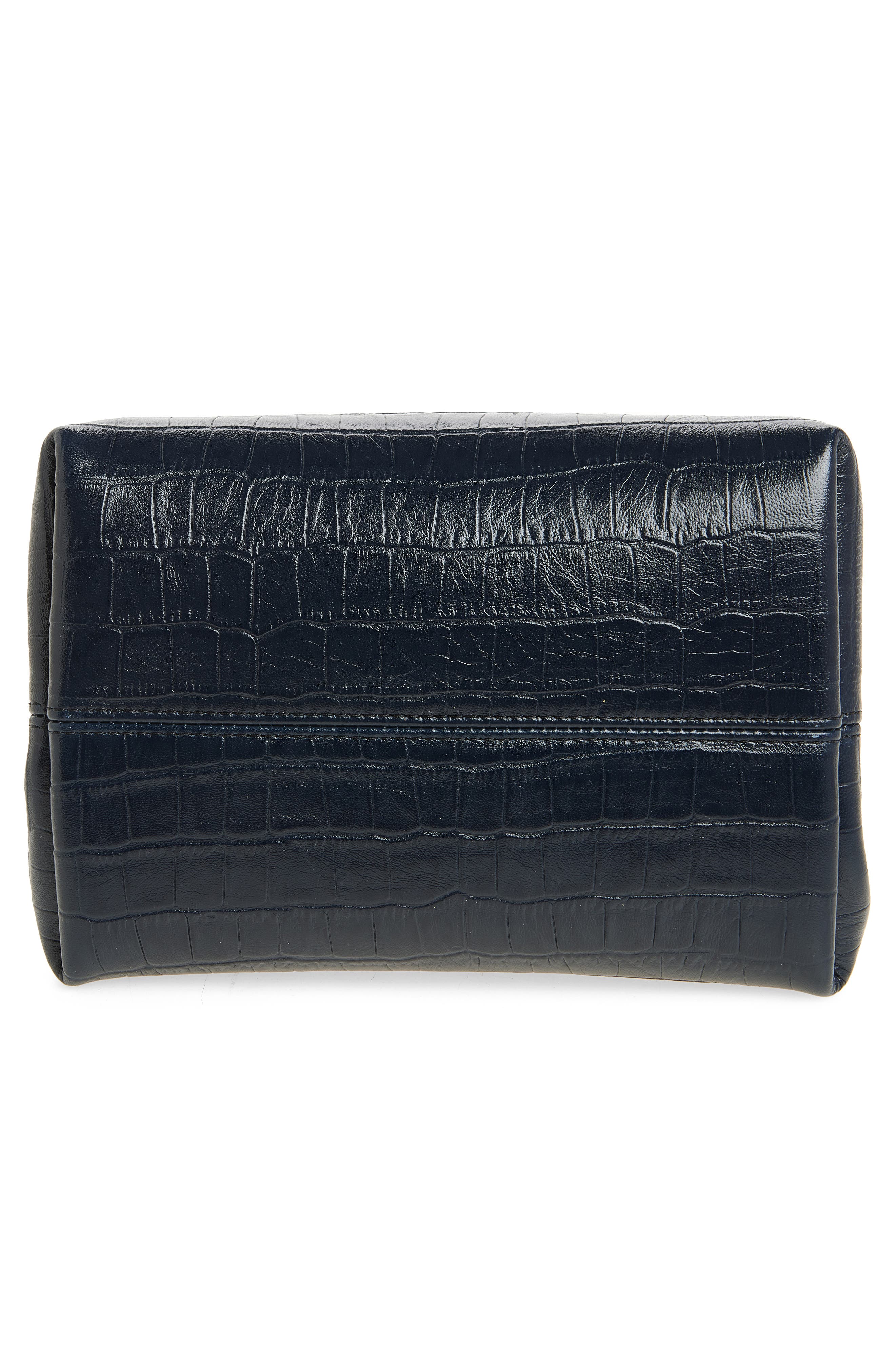 Jacquemus Le Berlingot Croc Embossed Leather Frame Shoulder Bag, Alternate, color, Dark Navy 390