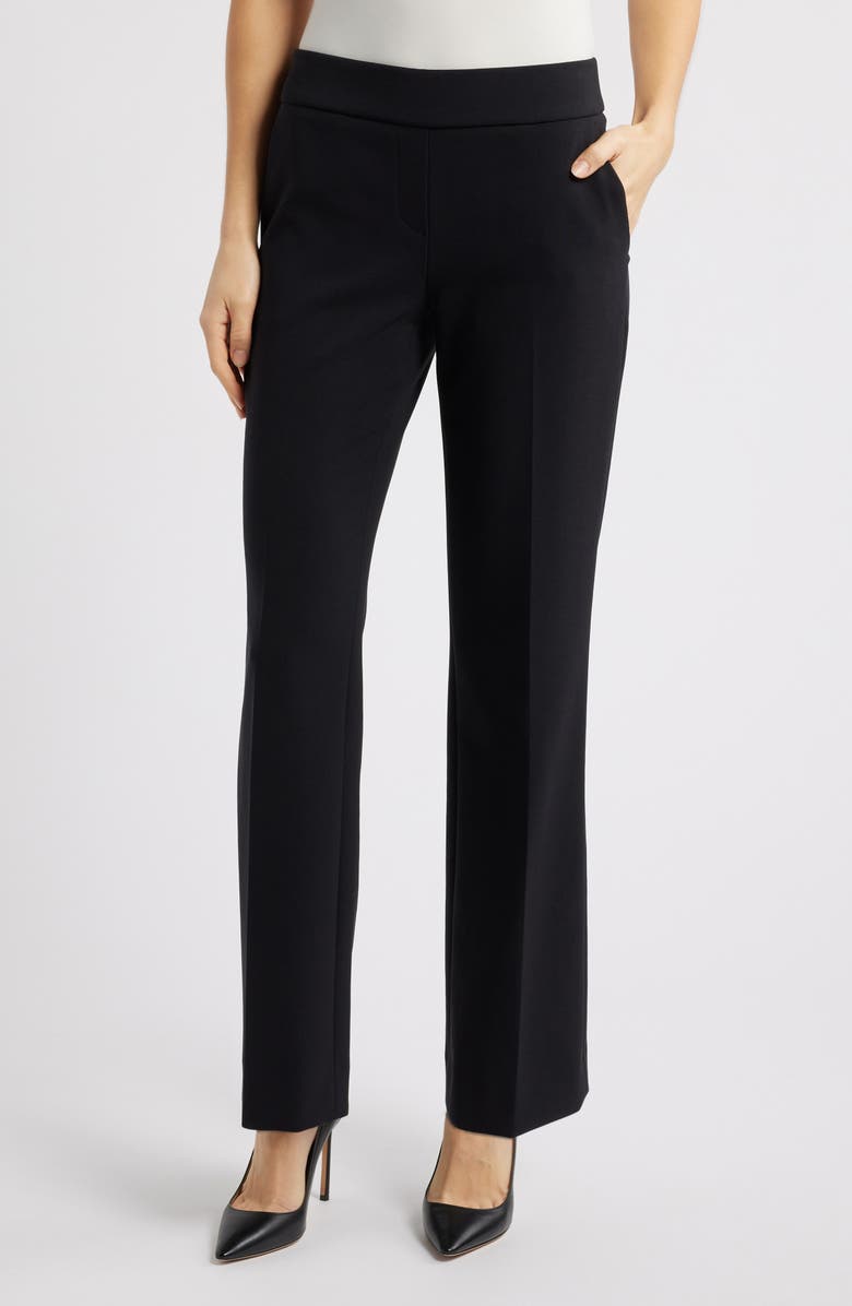 Anne Klein Pull-On Straight Leg Pants, Main, color, Anne Black