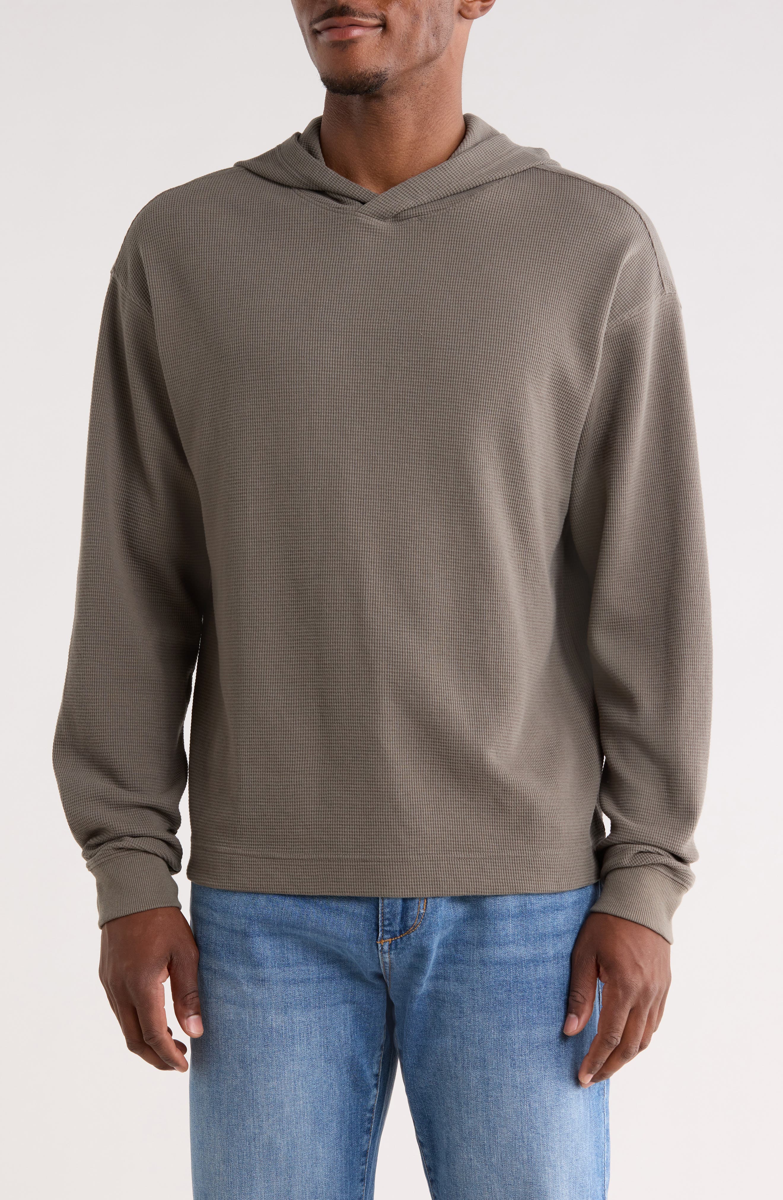 Long Sleeve Boxy Waffle Knit Hoodie