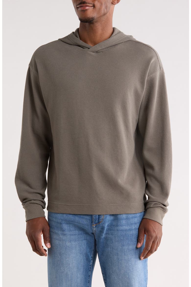 Long Sleeve Boxy Waffle Knit Hoodie, Main, color, GREY WINTER