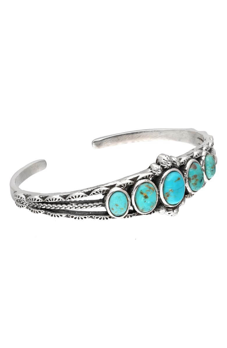 YS GEMS Sterling Silver Bezel Set Turquoise Cuff Bracelet, Alternate, color, Blue
