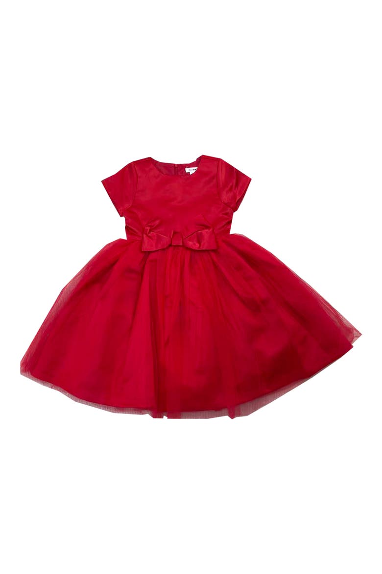 Kids' Cap Sleeve Tulle Overlay Occasion Dress, Main, color, RED