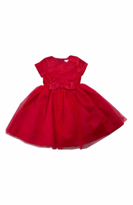 Kids' Cap Sleeve Tulle Overlay Occasion Dress