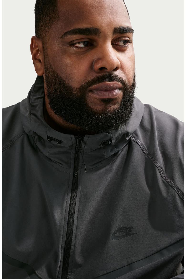 Dri-FIT Oversize Stretch Nylon Hooded Windrunner Jacket, Alternate, color, ANTHRACITE/ BLACK