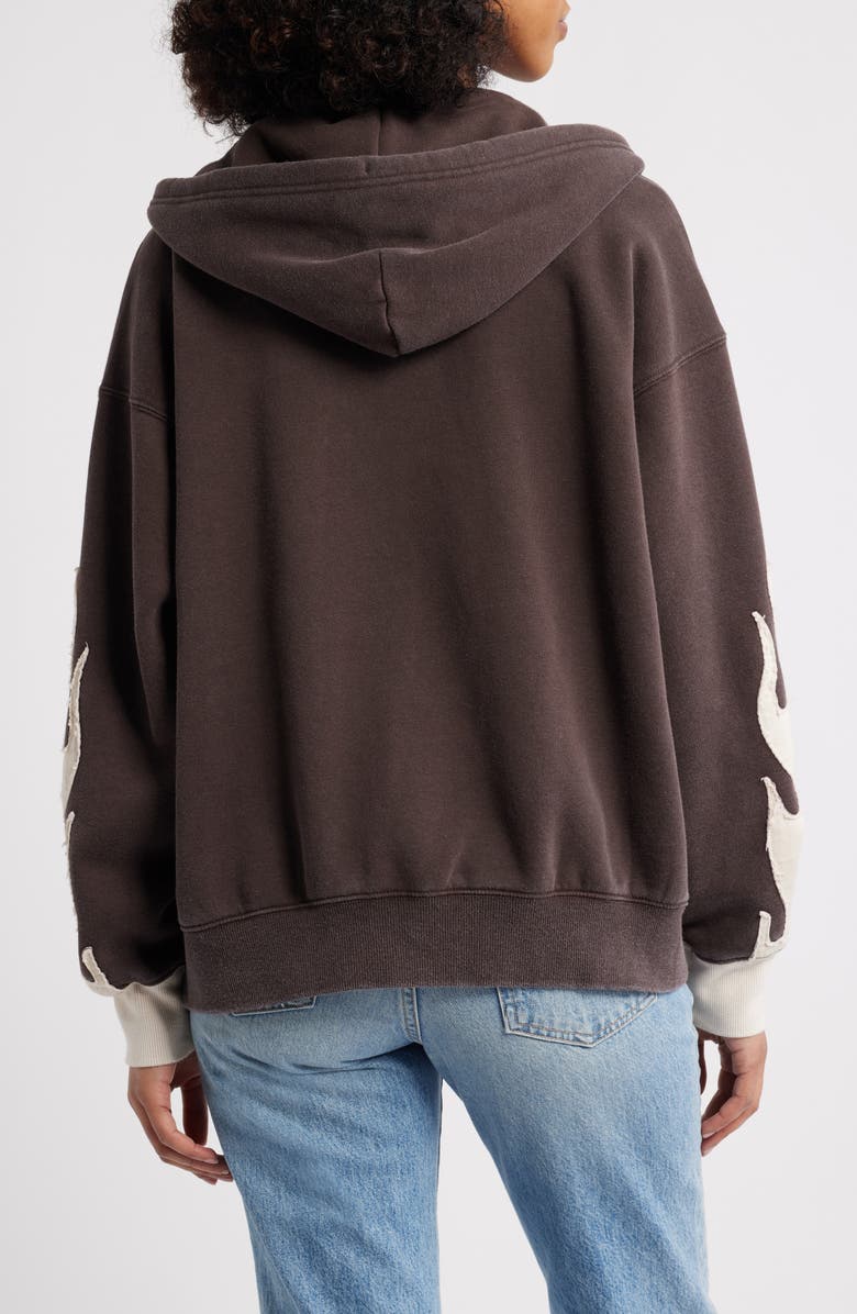 PacSun Flame Zip-Up Hoodie, Alternate, color, Brown