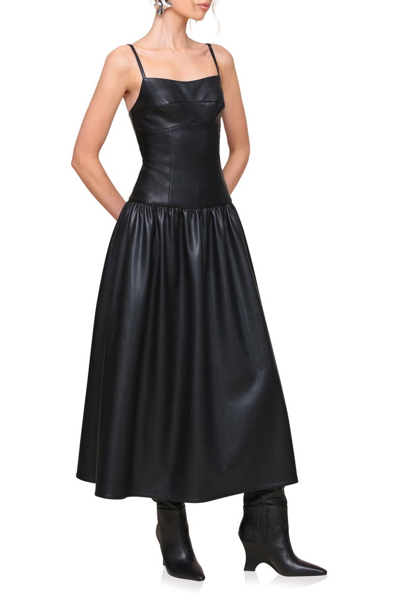 Faux-Ever Leather™ Midi Dress, Alternate, color, BLACK