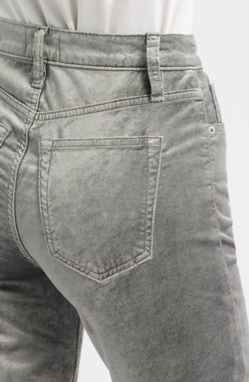 Frame Le Sleek Velvet Ankle Straight Leg Pants In Gray