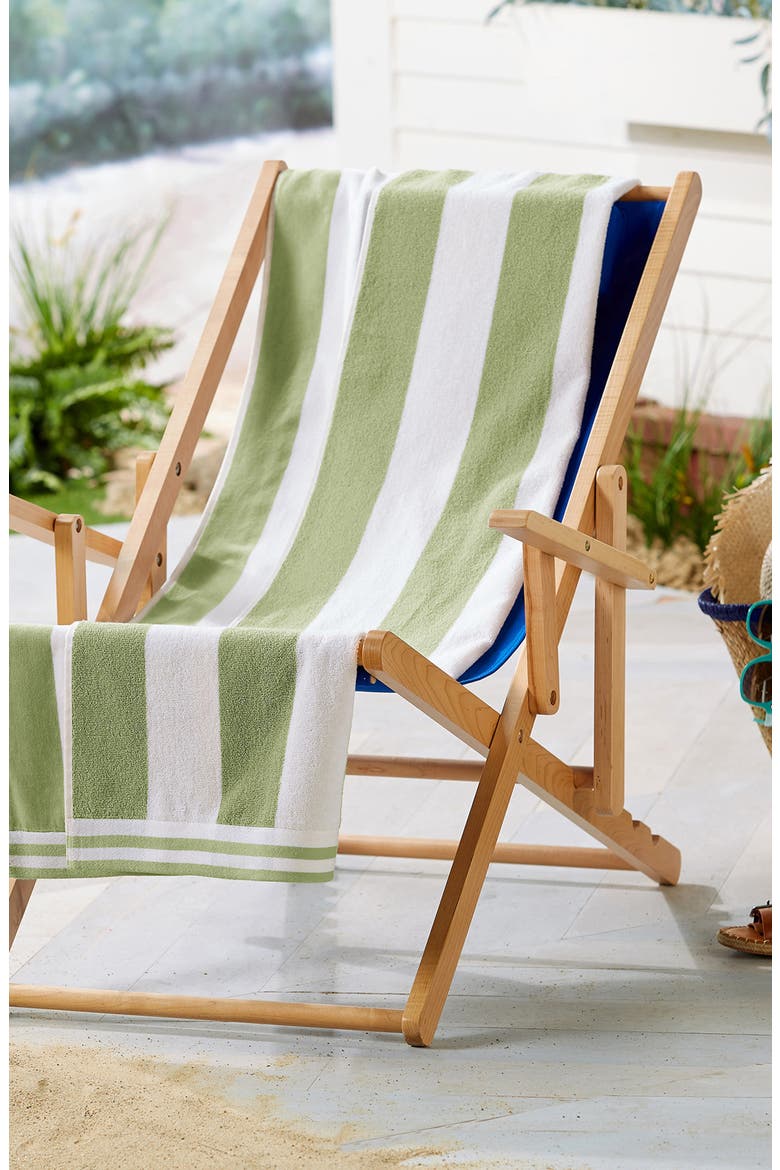 Oversize Stripe Beach Towel, Alternate, color, EUCALYPTUS GREEN / WHITE