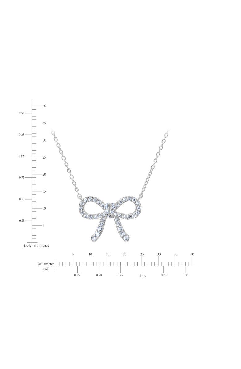 Crislu Fairy Tale Pavé Cubic Zirconia Bow Pendant Necklace, Alternate, color, Pure Platinum/ Clear Stone