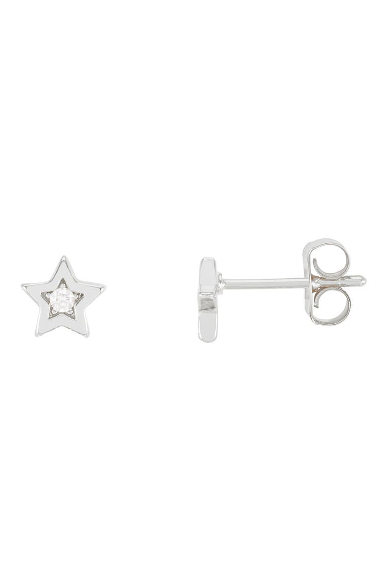 Star & Cubic Zirconia Stud Earrings, Main, color, SILVER
