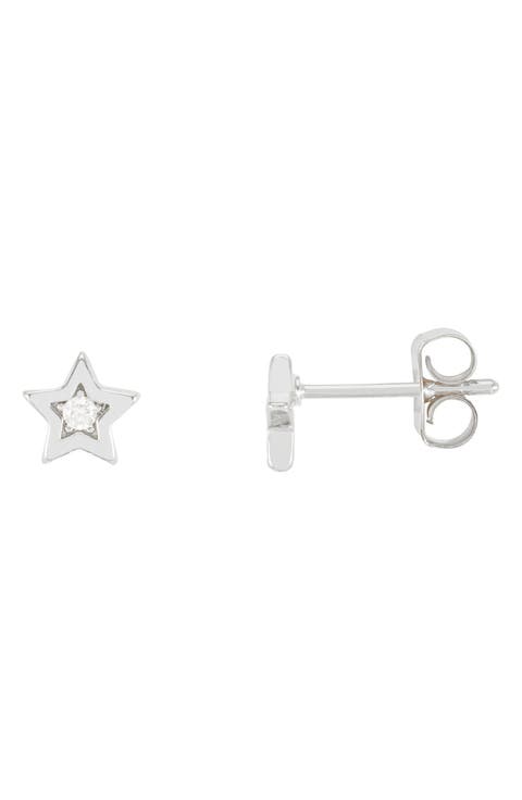 Star & Cubic Zirconia Stud Earrings