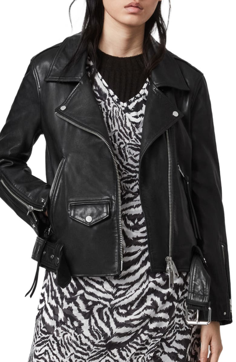 AllSaints Luna Leather Biker Jacket, Alternate, color, 