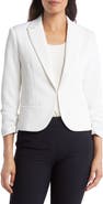 Amanda & Chelsea Ruched Sleeve Jacquard Blazer