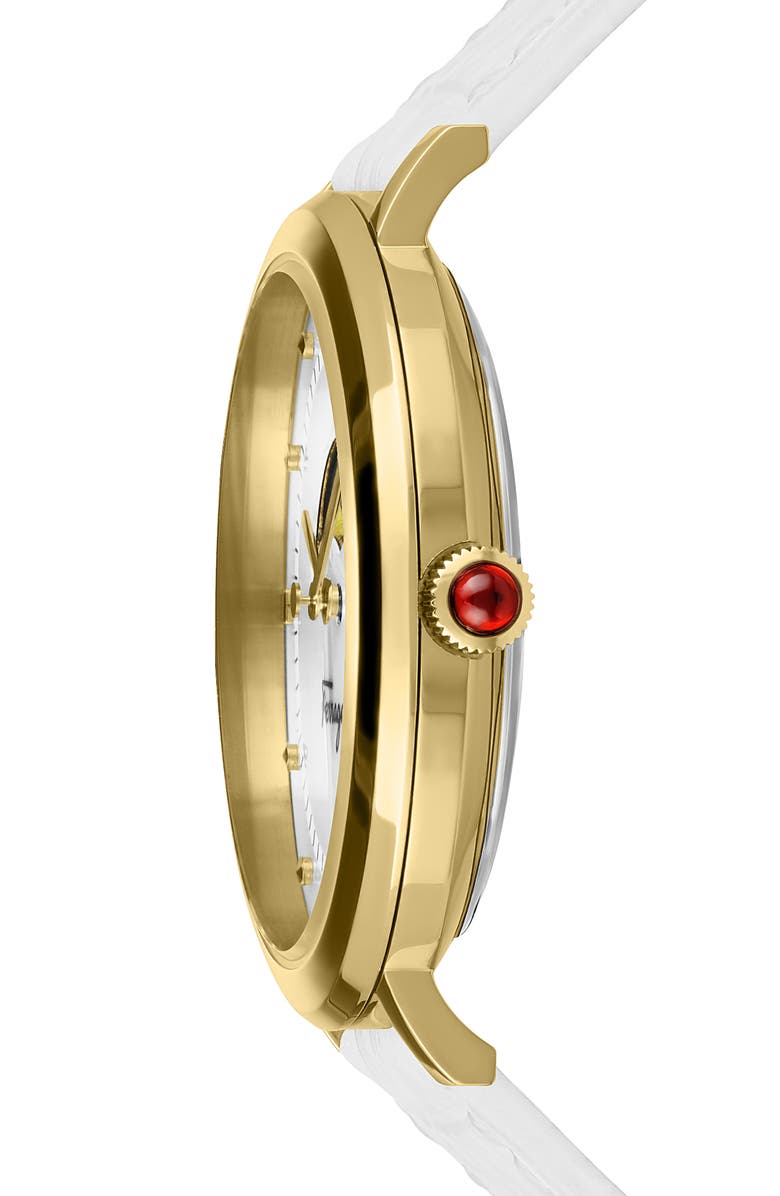 FERRAGAMO Logomania Moon Phase Croc Embossed Leather Strap Watch, 36mm, Alternate, color,