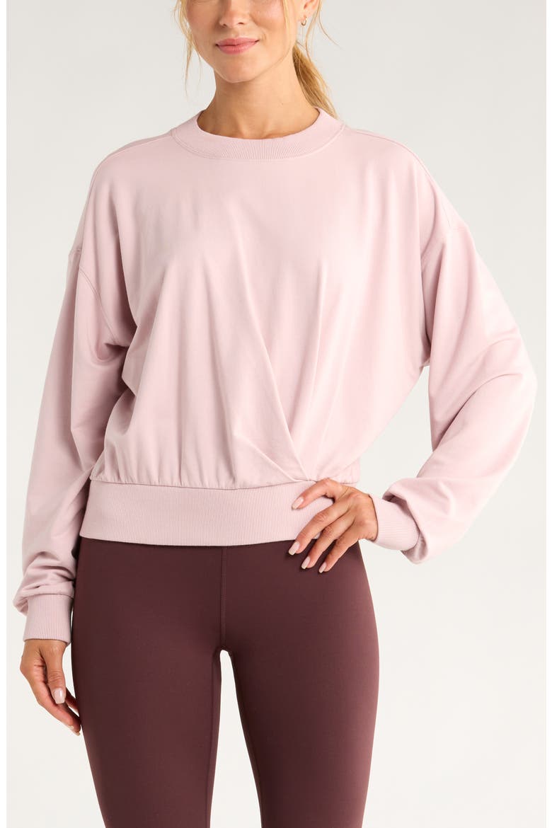 Luxe Terry Pleated Pullover, Main, color, PURPLE LILAC