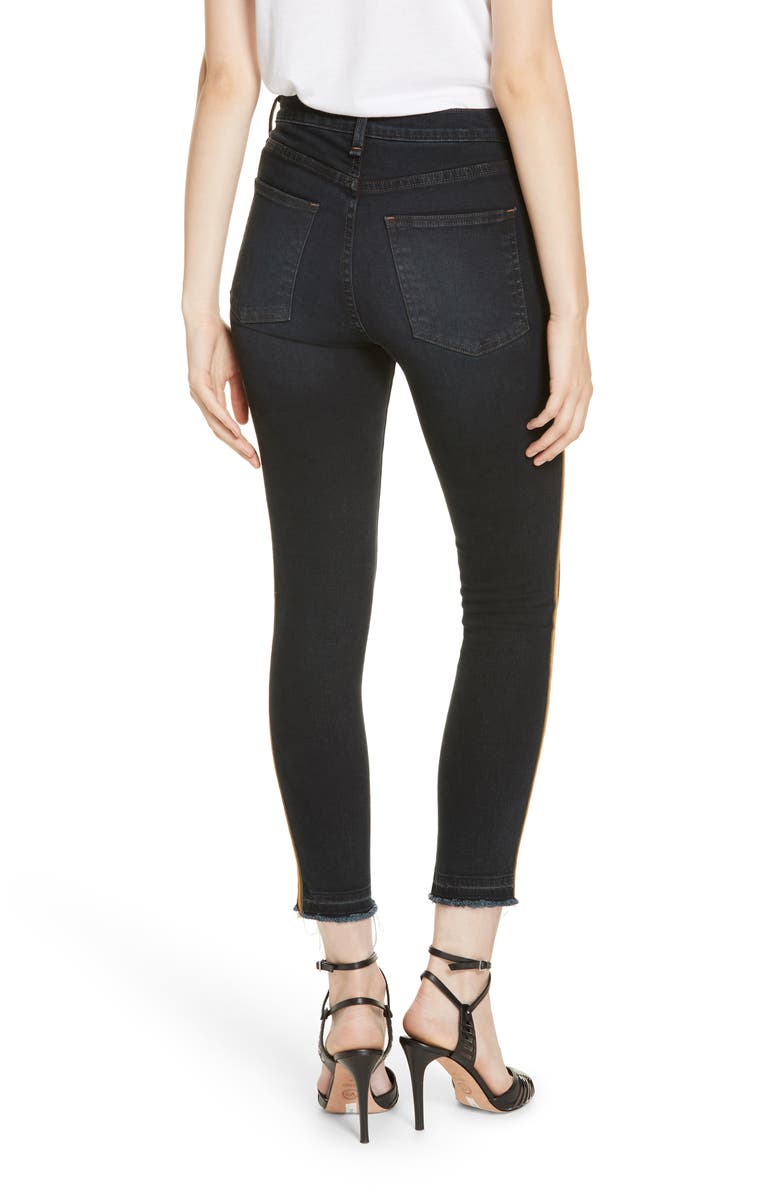 Veronica Beard Debbie Tuxedo Stripe Skinny Jeans, Alternate, color, 