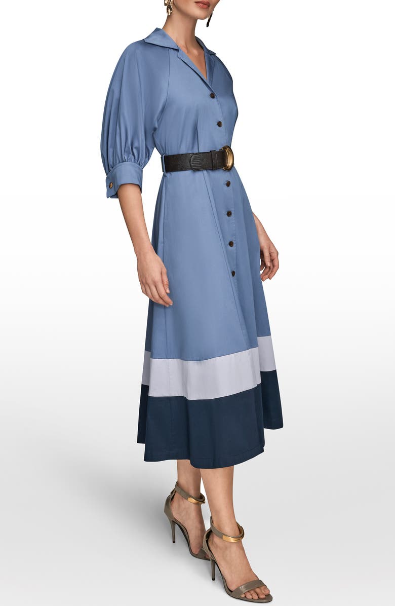 Donna Karan New York Belted Stretch Cotton Shirtdress, Alternate, color, Tempest/ Dusk/ Nightfall