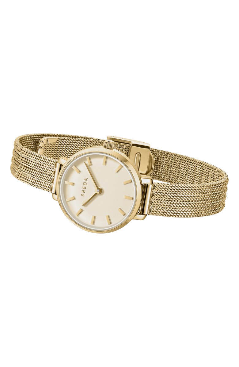 BREDA Beverly Mesh Strap Watch, 25mm, Alternate, color, Gold