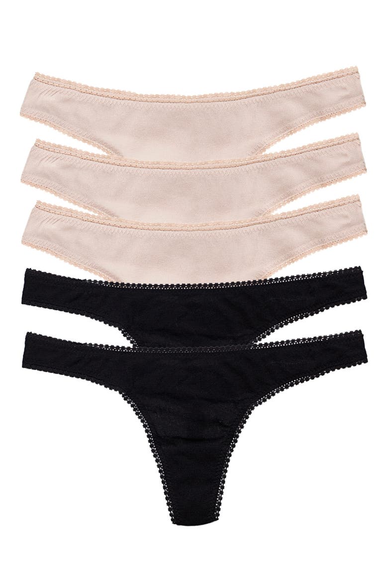 5-Pack Mesh Hip Thongs, Main, color, BLK/ CHAMP
