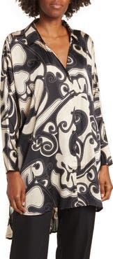 BY DESIGN Marissa Collared Poly Silk Tunic