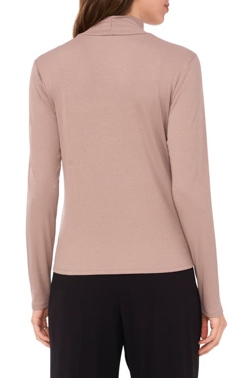 Halogen ® Ribbed Mock Neck Top In Warm Ash Brown