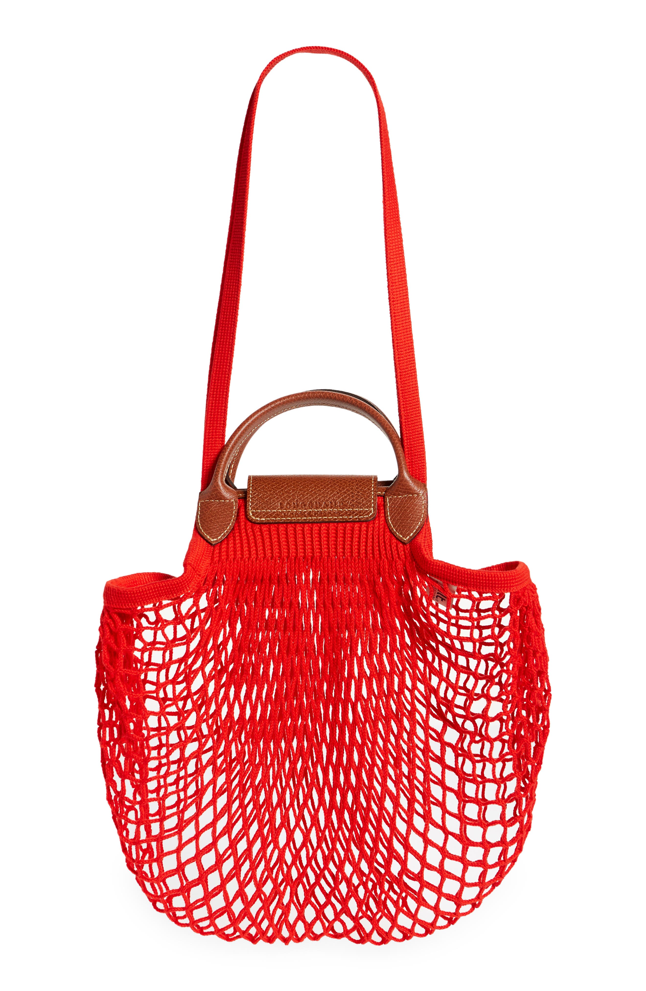 Longchamp Le Pliage Filet Knit Shoulder Bag, Alternate, color, Red
