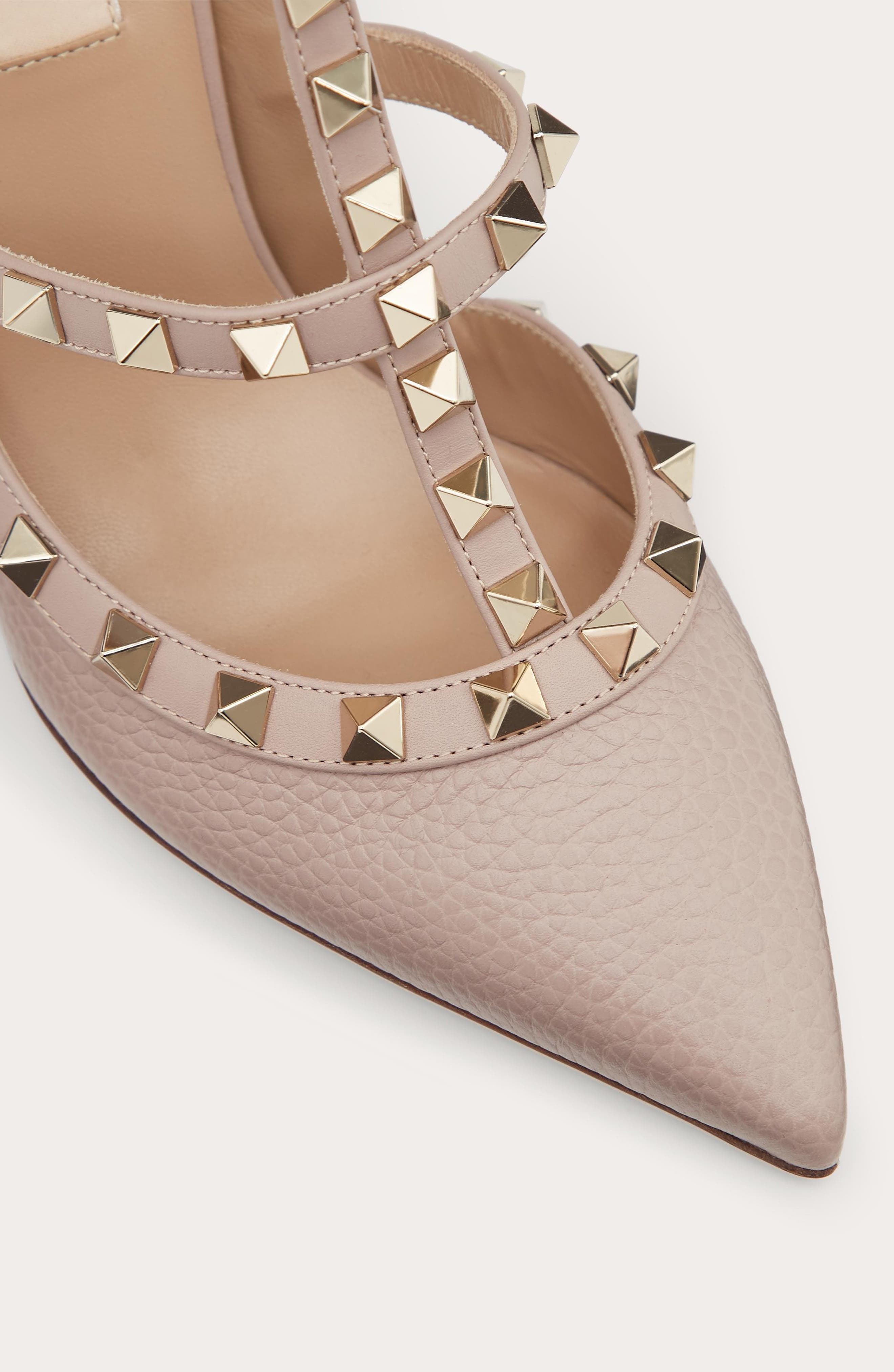 Valentino Garavani Rockstud Ankle Strap Pointed Toe Pump, Alternate, color, 