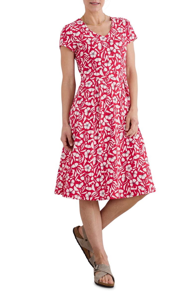 Seasalt Cornwall Pier View Jersey Fit & Flare Dress, Main, color, Collaged Floral Scarlet Chalk