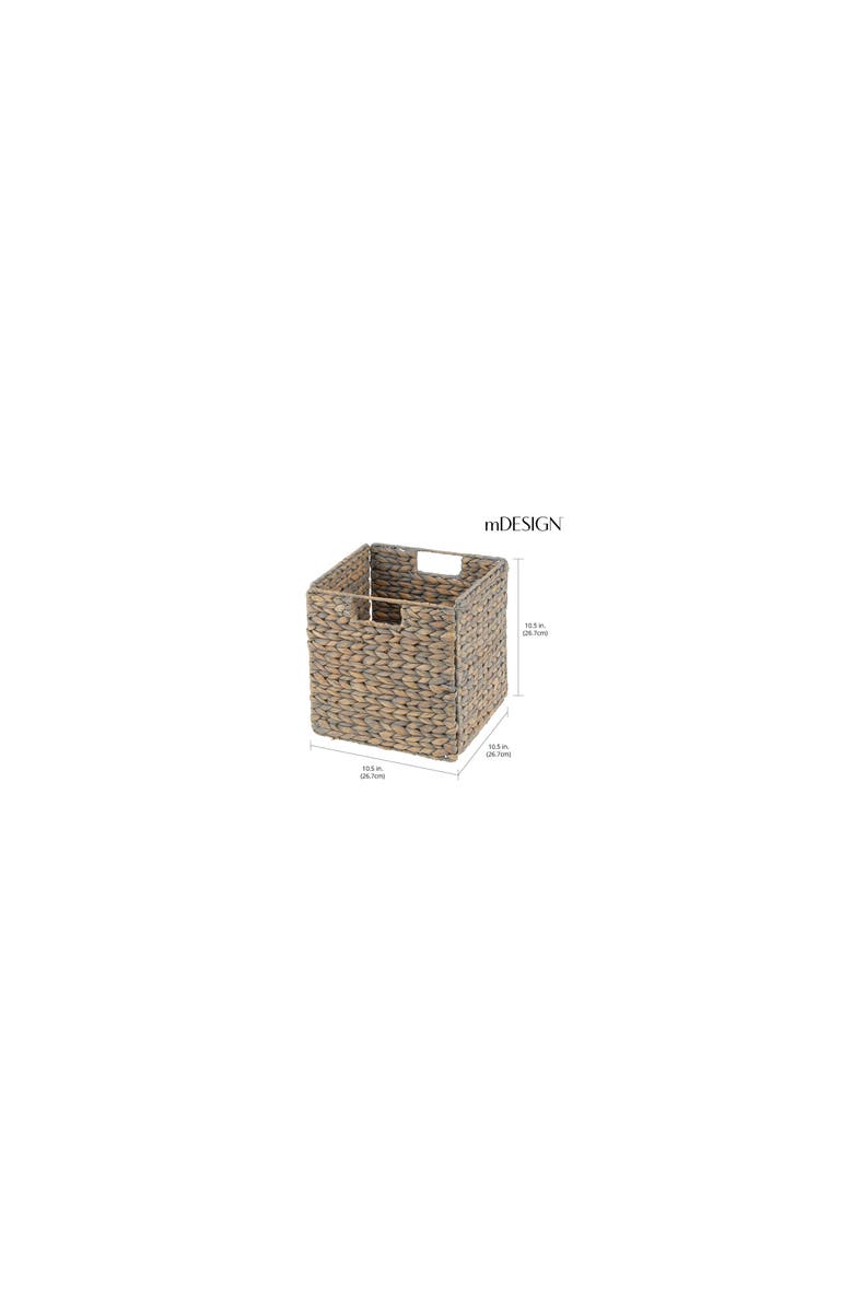 mDesign Hyacinth Woven Cube Bin Basket Organizer, Alternate, color, Gray