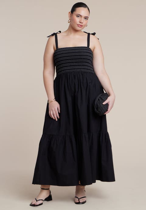 Smocked Bodice Maxi Dress (Plus)