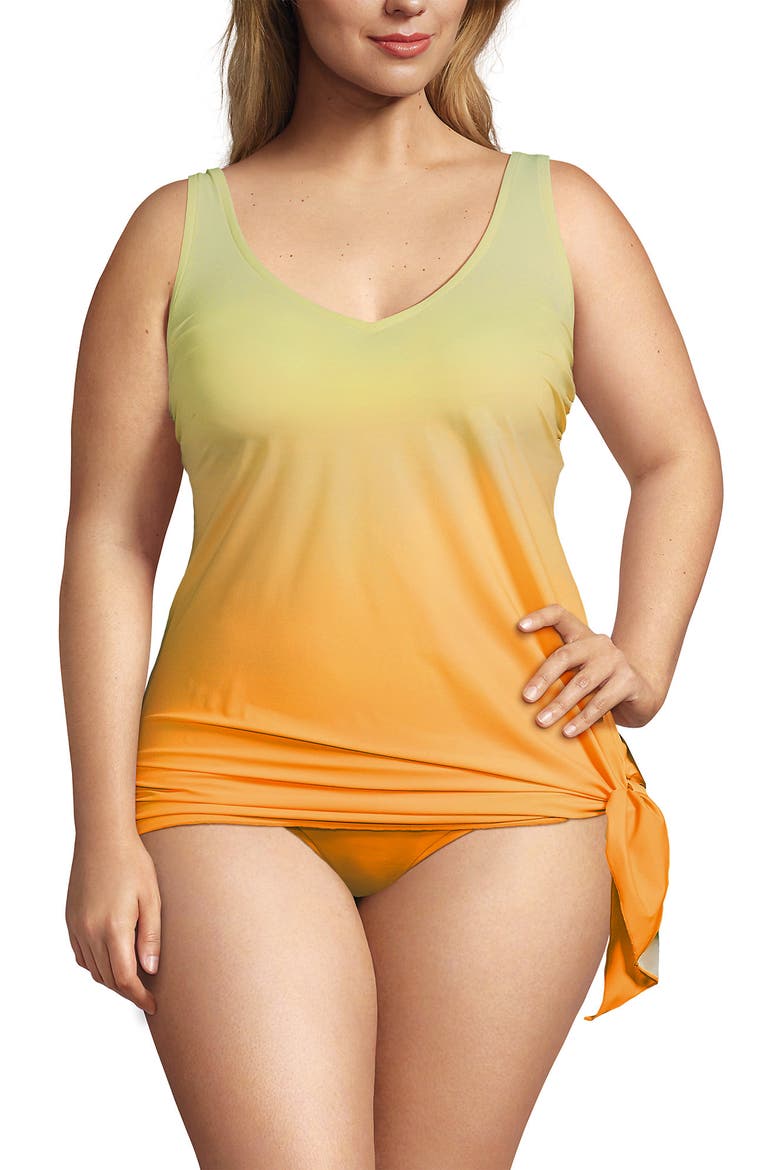 Slender Suit Fauxkini One Piece Swimsuit, Main, color, Icy Mint/Orange Ombre