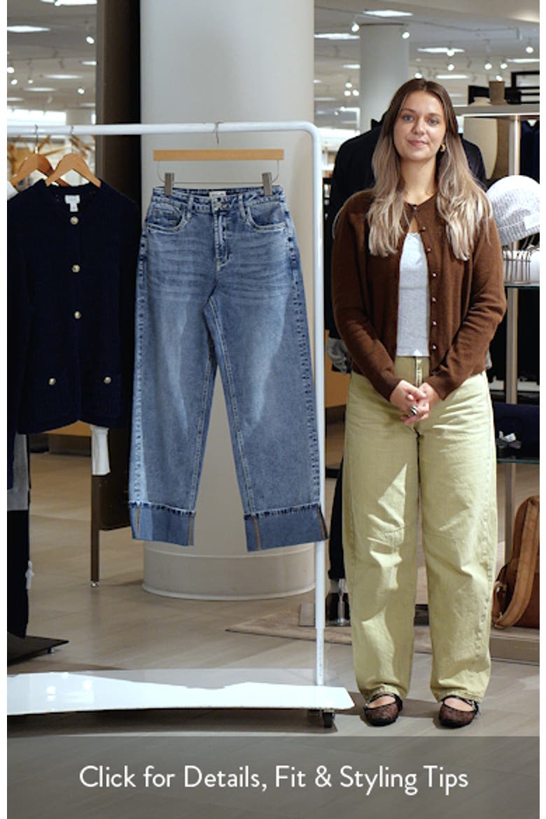 High Waist Cuff Wide Leg Jeans video