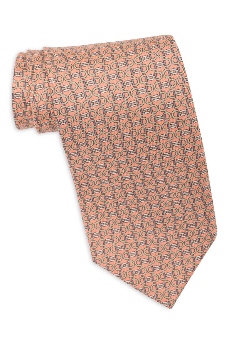 Horsebit Silk Tie, Main, color, ORANGE