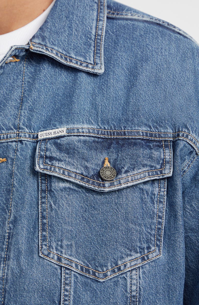 GUESS JEANS Oversize Denim Trucker Jacket, Alternate, color, Gam1