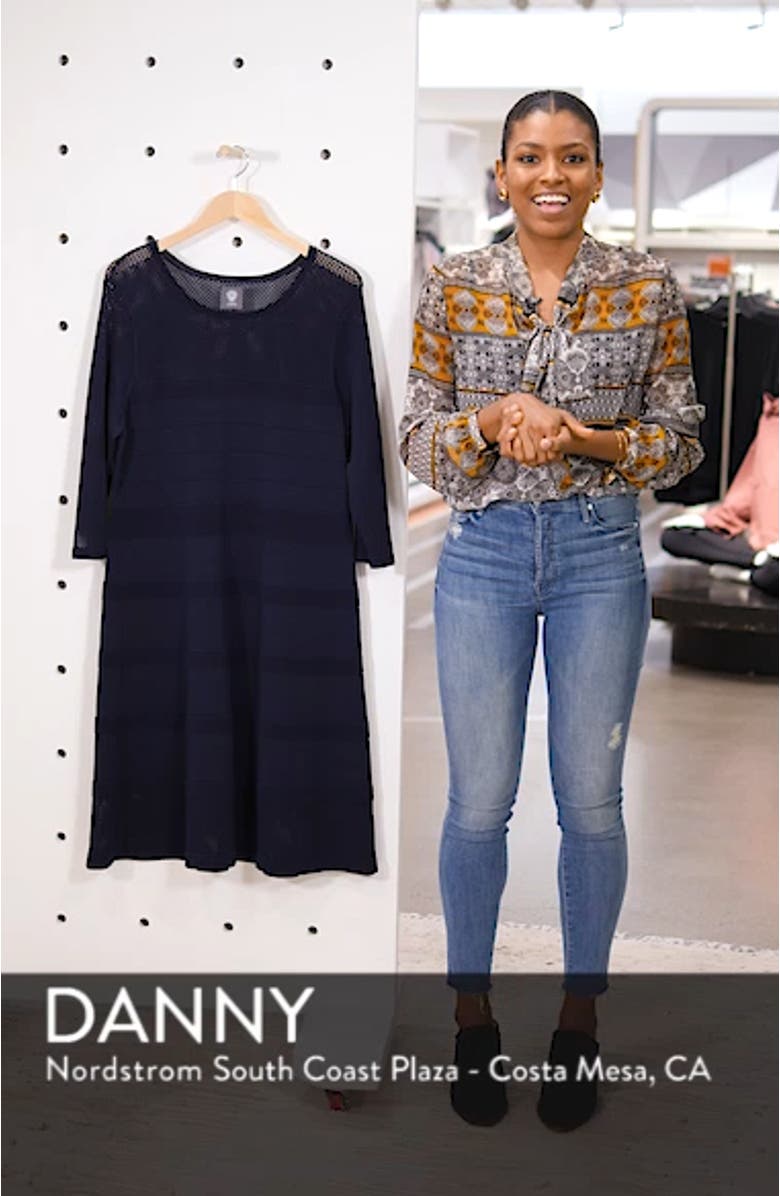 Mixed Stitch Pointelle Fit & Flare Dress, sales video thumbnail