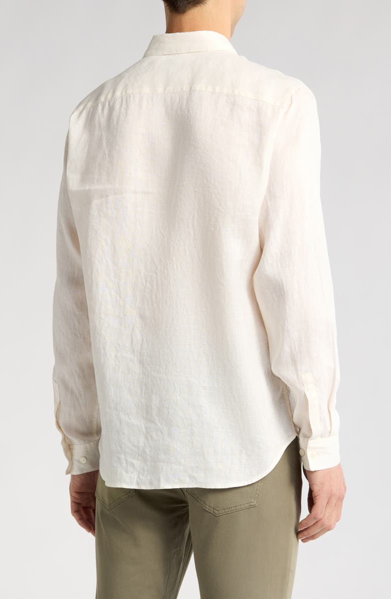 Theory Irving Linen Button-Up Shirt, Alternate, color, Ivory