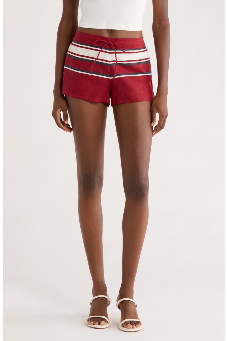Miel Stripe Linen Drawstring Shorts, Main, color, HYDRA STRIPE