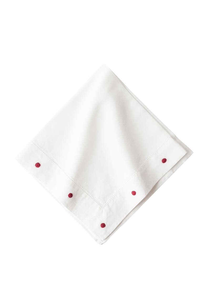 Berry Embroidered Napkin, Main, color, RUBY DOT